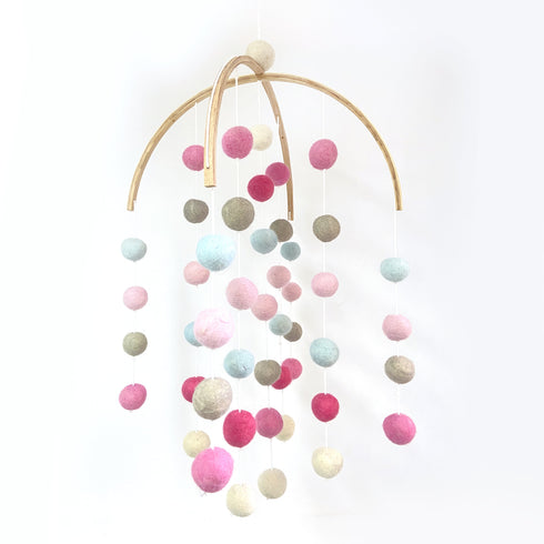 Felt Ball Ceiling  Hanging - Pink & Grey